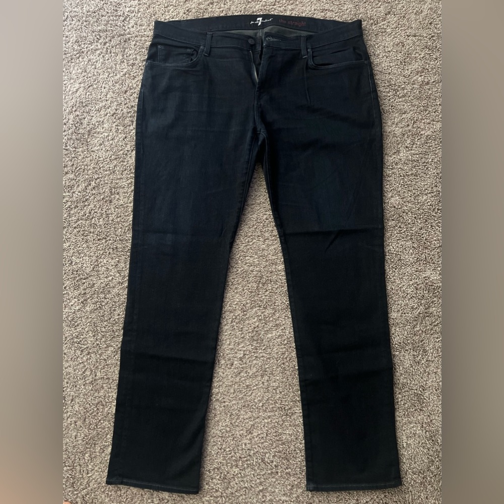 7 for All Mankind Deep Indigo Slim Straight 5-Pocket Jeans - Inseam 32